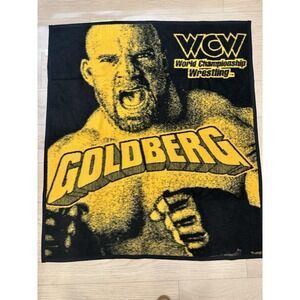 VTG 90's WCW Goldberg Fuzzy Throw Blanket Soft WWE Rare Pro Wrestling Biederlack